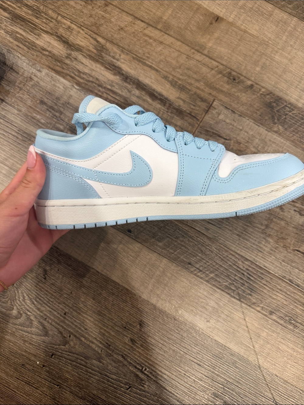 Jordan Women’s Low-Top Sneakers in Light Blue and White - Picture 3 of 3